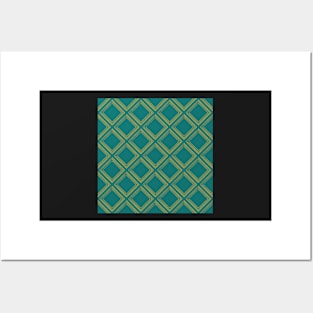 Yellow and Green Geometric Diamonds Posters and Art